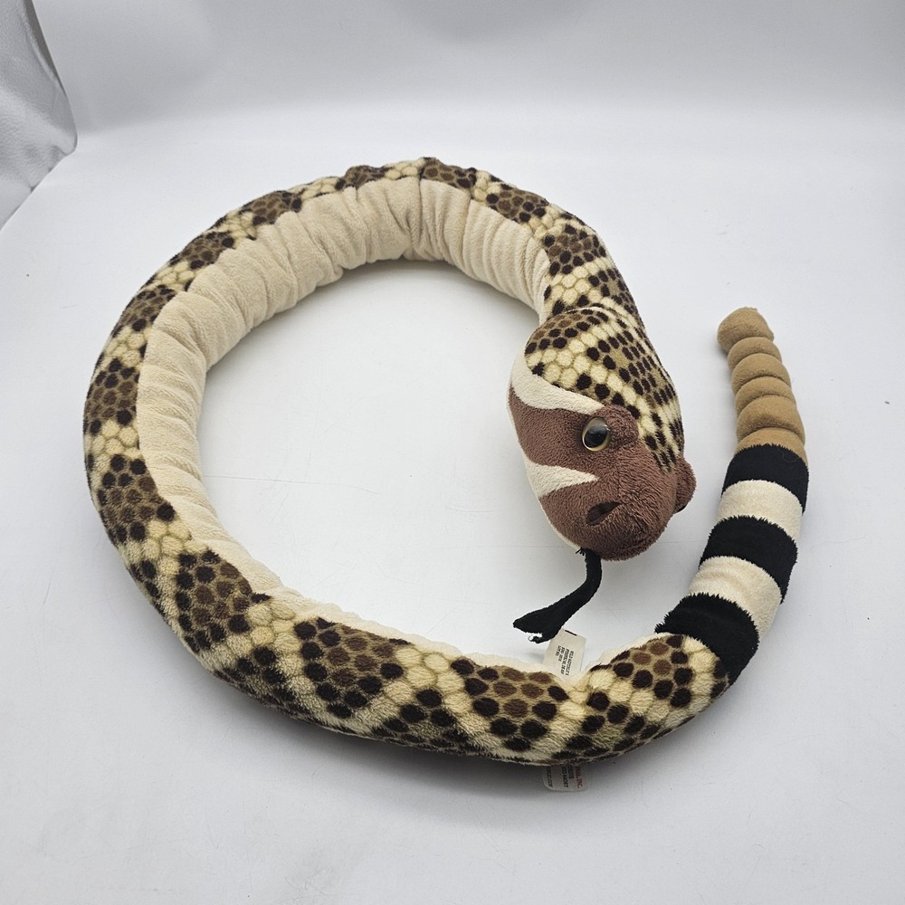 Wild Republic Rattlesnake Snake Plush Stuffed Animal Toy 4 ft Brown Tan Long